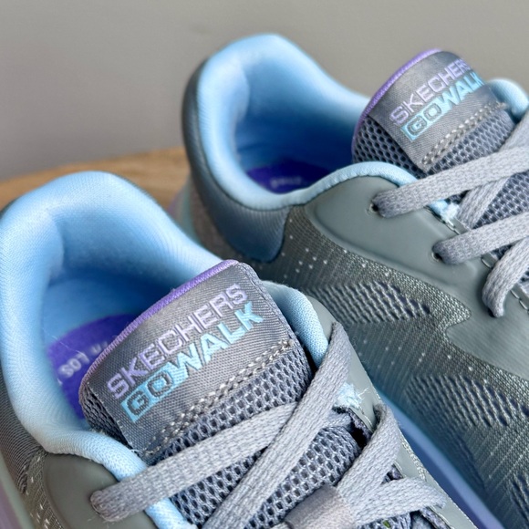Skechers Go Walk Max Walker Womens 6 Gray Purple Running Shoes Sneakers - Picture 7 of 10